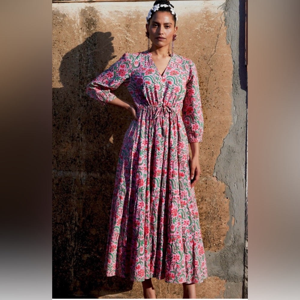 Tuckernuck pink city prints pink jungle Maria dress